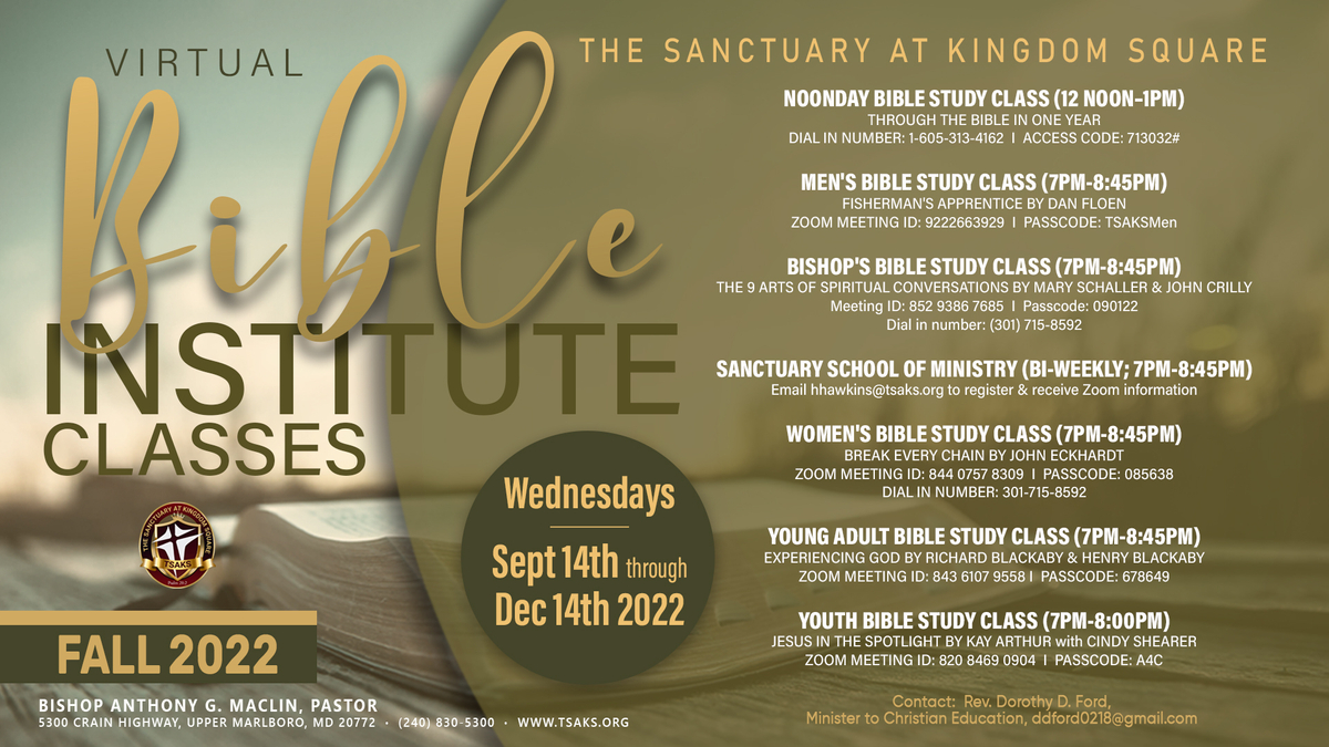 Bible Institute Classes Fall 2022